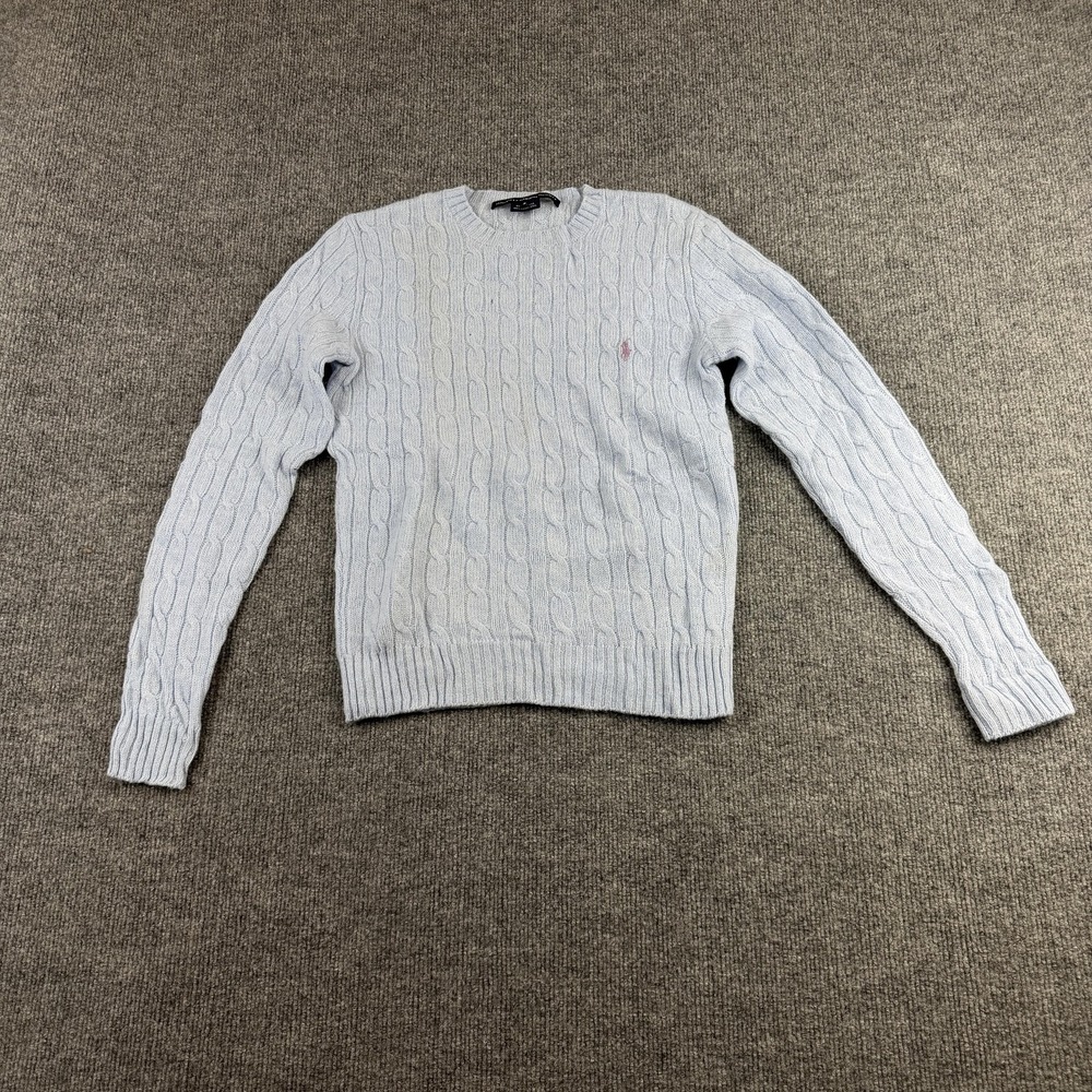 Ralph Lauren Light Blue Cable Knit Crewneck Sweater